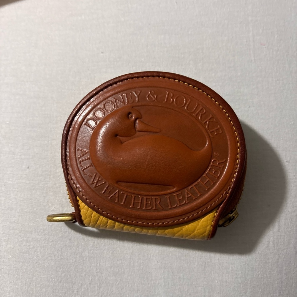 2 pc set Dooney & Bourke Tan and Yellow Leather Coin Pouch